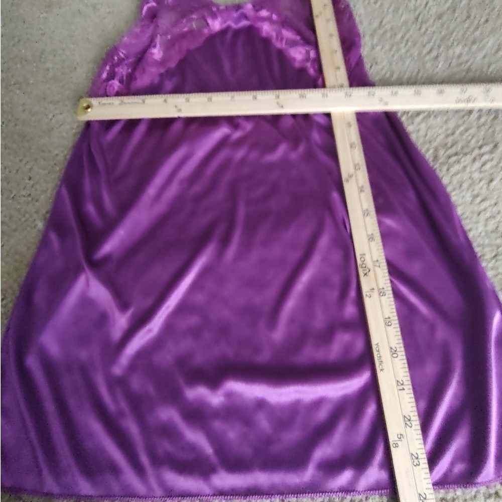 Unbranded Satin Lace Nightgown Womens S Purple Excellent Chemise Mini Slip Dress